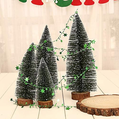 25 Ft Star Garland Tinsel Star Brace Wire Garland for Christmas Tree Decor Ornaments Party Accessory Decorations, 3 Pack (Green)