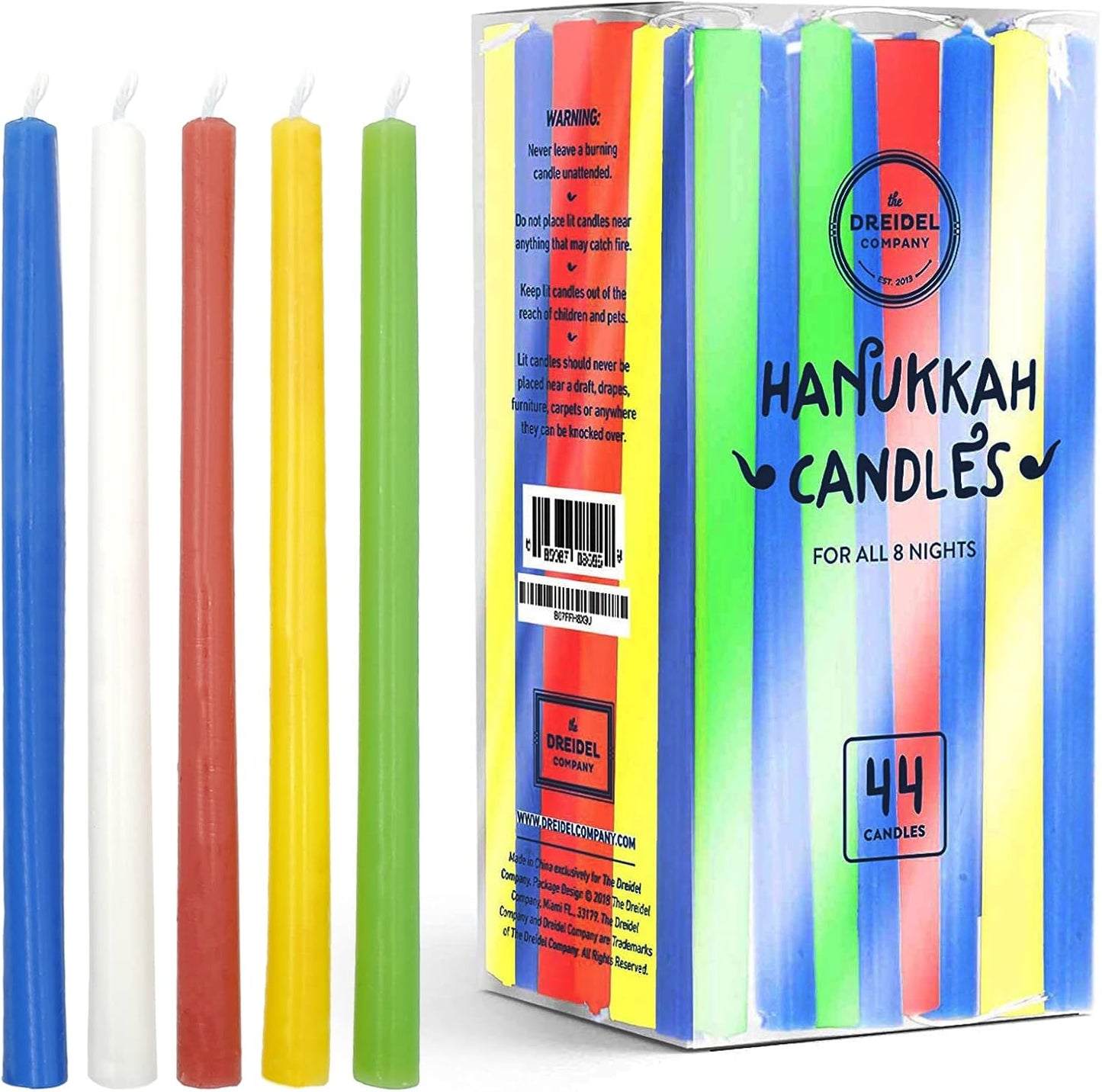 Menorah Candles Chanukah Candles 44 Tall Colorful Hanukkah Candles for All 8 Nights of Chanukah (Tall Multicolor Candles, Single)