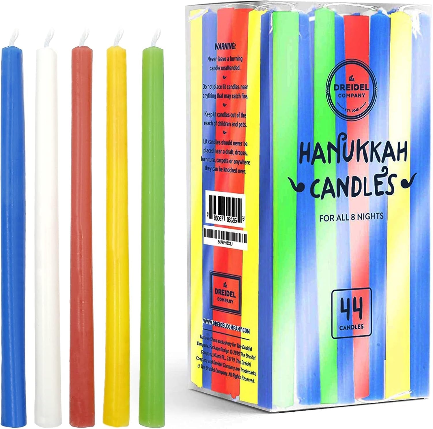Menorah Candles Chanukah Candles 44 Tall Colorful Hanukkah Candles for All 8 Nights of Chanukah (Tall Multicolor Candles, Single)