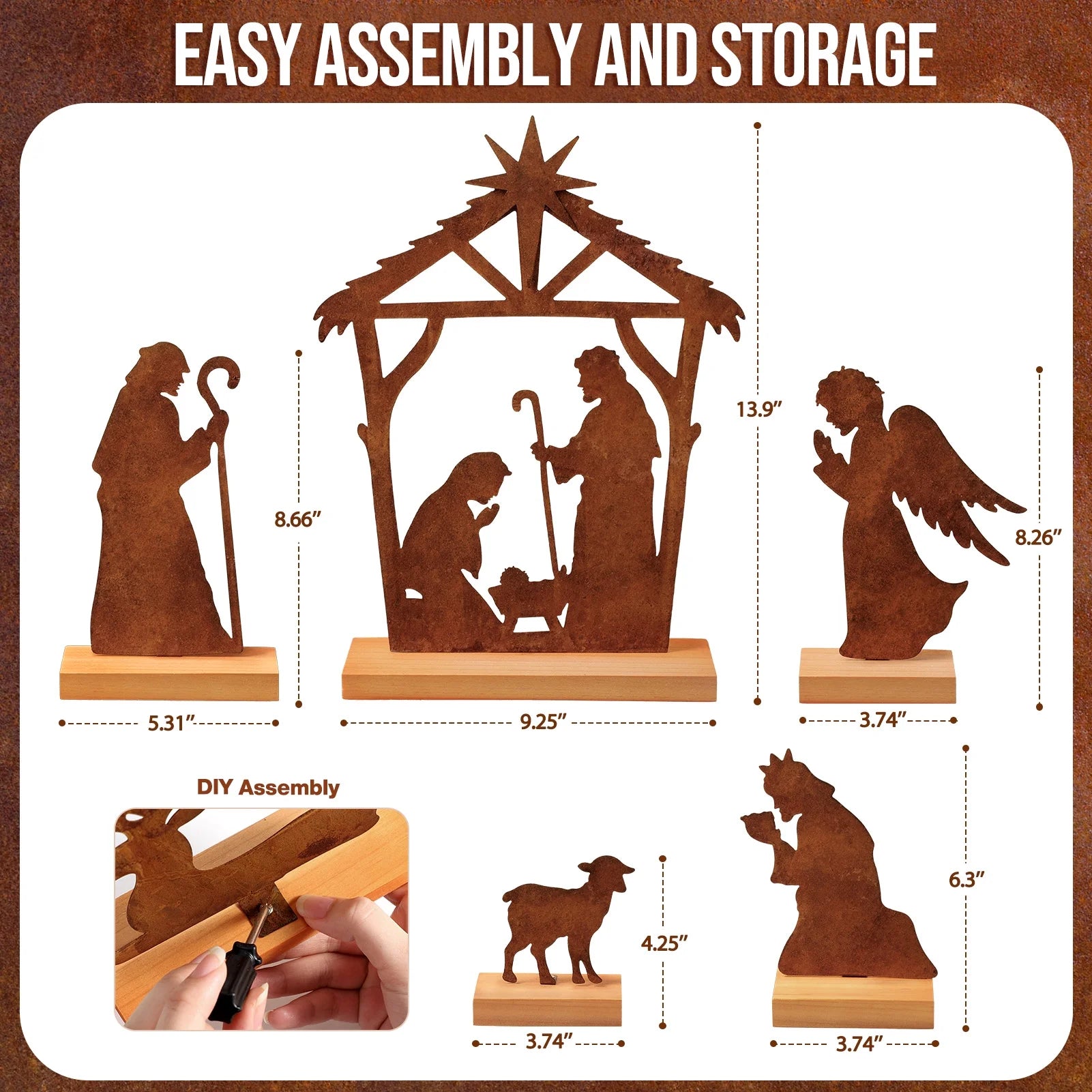 Christmas Tabletop Decorations Indoor 5Pcs Nativity Scene Christmas Decor Xmas Decoration