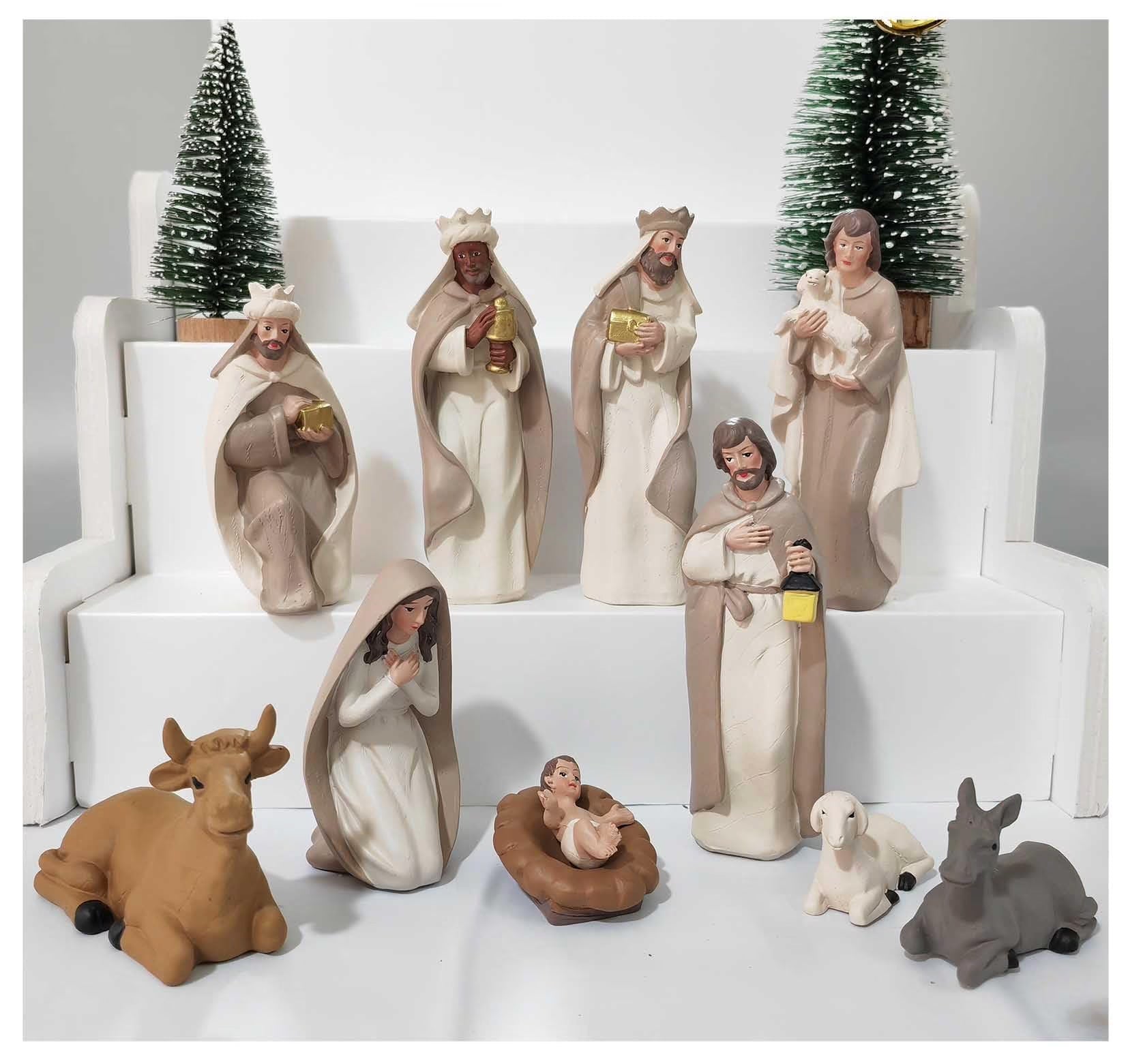 Nativity Sets for Christmas, 10 Pcs Nativity Scene Statues, Suitable for Religious Decor and Interior Home Decor