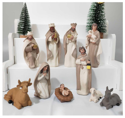 Nativity Sets for Christmas, 10 Pcs Nativity Scene Statues, Suitable for Religious Decor and Interior Home Decor