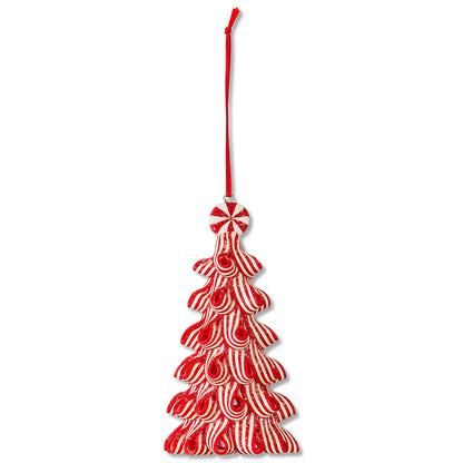 Red and White Ribbon Candy Christmas Tree Ornament, 4.5", by