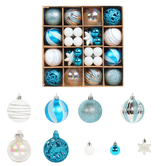 Christmas Ball Ornaments Set 42Pcs ,Christmas Tree Decorations Indoor Blue and Silver 2.4" Ball