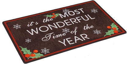 Durable Rubber Christmas Welcome Doormat Decorative Rug Entryway Kitchen Floor Patio Garage Door Mat 29" X 17" (It'S the Most Wonderful Time of the Year)