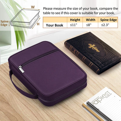 Bible Cover, Carrying Book Case Church Bag Bible Protective with Handle and Zippered Pocket, Perfect Gift for Men Women Father, Purple