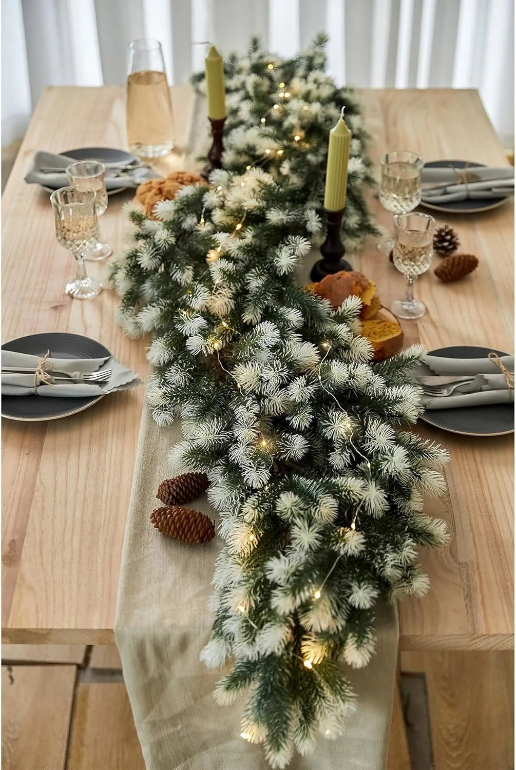 Christmas Garland with Lights 6Ft Pre-Lit Artificial Greenery Christmas Decorations Outdoor Indoor, Battery Operated 8 Lighting Modes