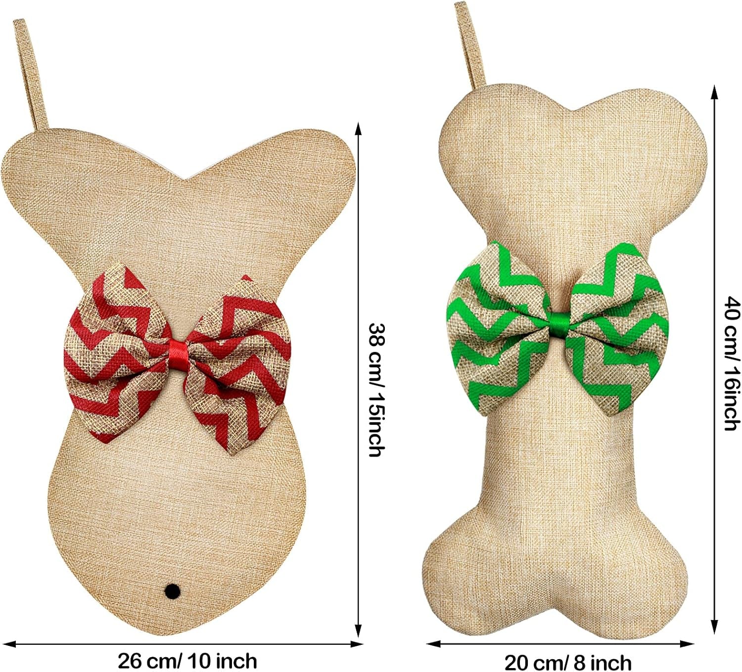 4 Pcs Dog Christmas Stocking Bone Fish Pet Christmas Stockings Pet Burlap Stocking Fireplace Hanging Stockings with Bow Knot for Dog Cat Xmas Party Decoration Gift (Bone and Fish)