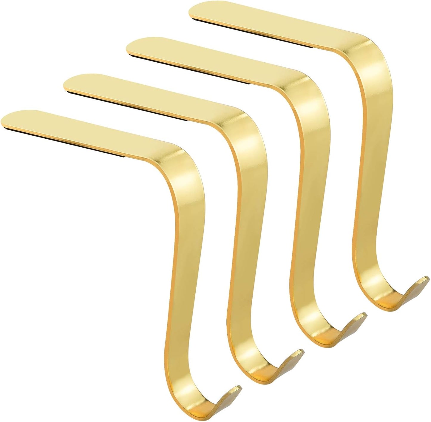 Christmas Stocking Holders Metal Stocking Hangers Non-Slip Christmas Stocking Hooks for Fireplace Mantle (Gold)