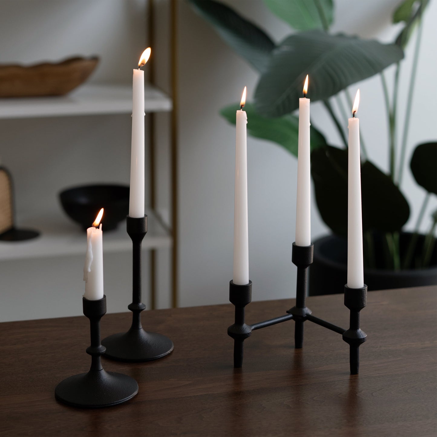 Better Homes & Garden 6" Black Cast Iron Pillar Taper Candle Holder Candelabra