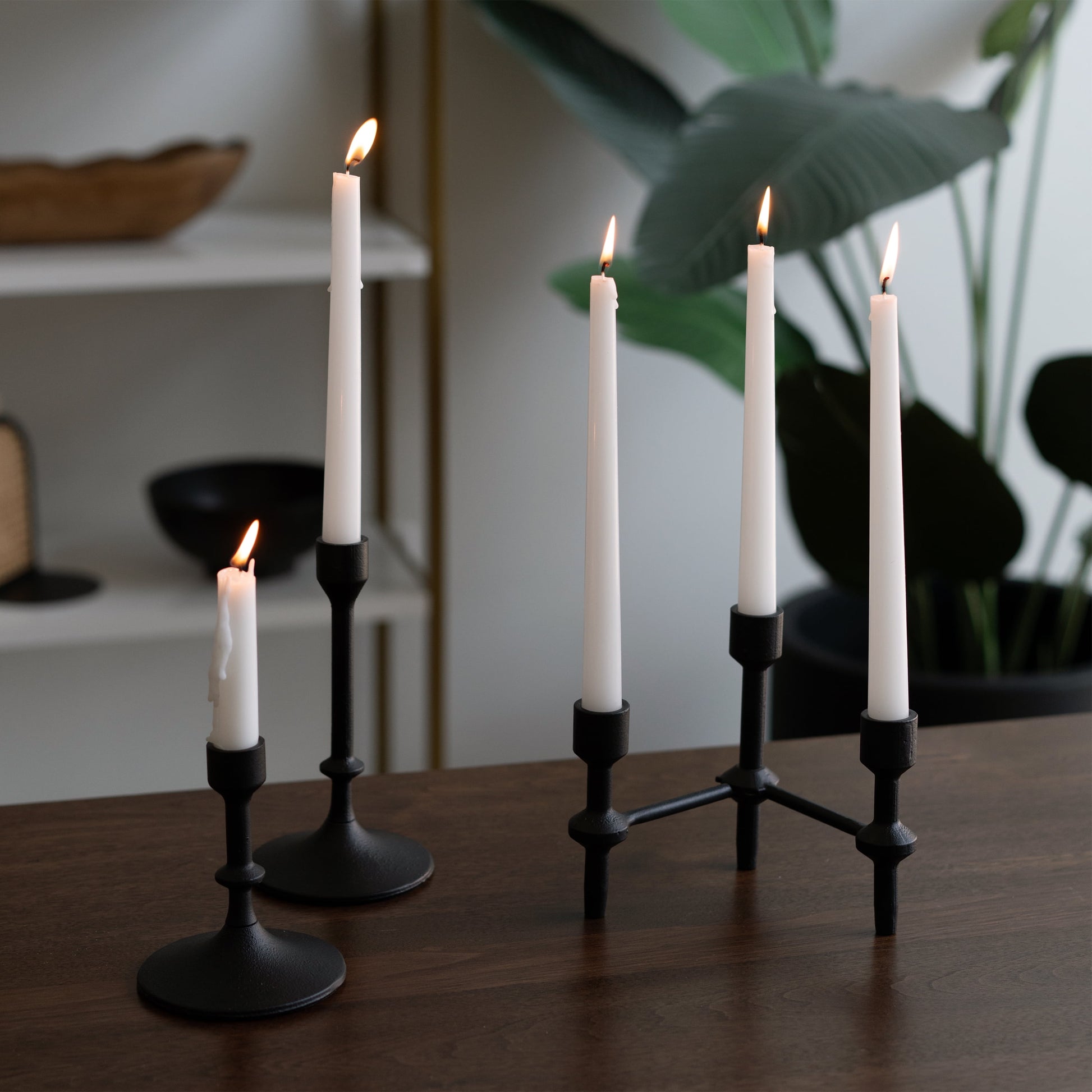 Better Homes & Garden 6" Black Cast Iron Pillar Taper Candle Holder Candelabra