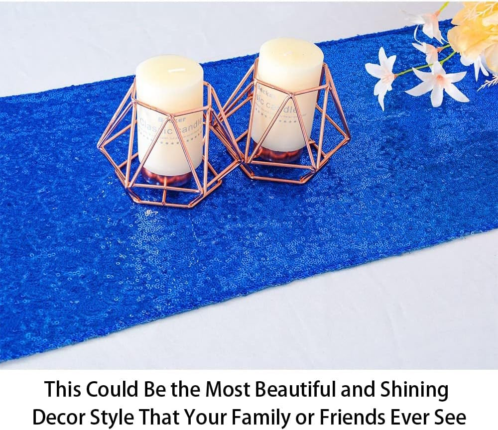 Sequin Table Runner - 12X72-Inch Blue Sparkle Table Cover/Overlay for Party Decoration (Royal Blue)