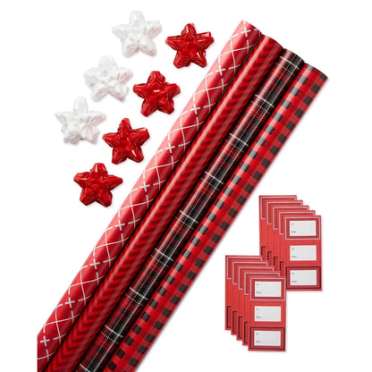 Wrapping Paper Kit with Gridlines, Bows and Gift Tags (4 Rolls, 41-Pieces, 120 Sq. Ft.)