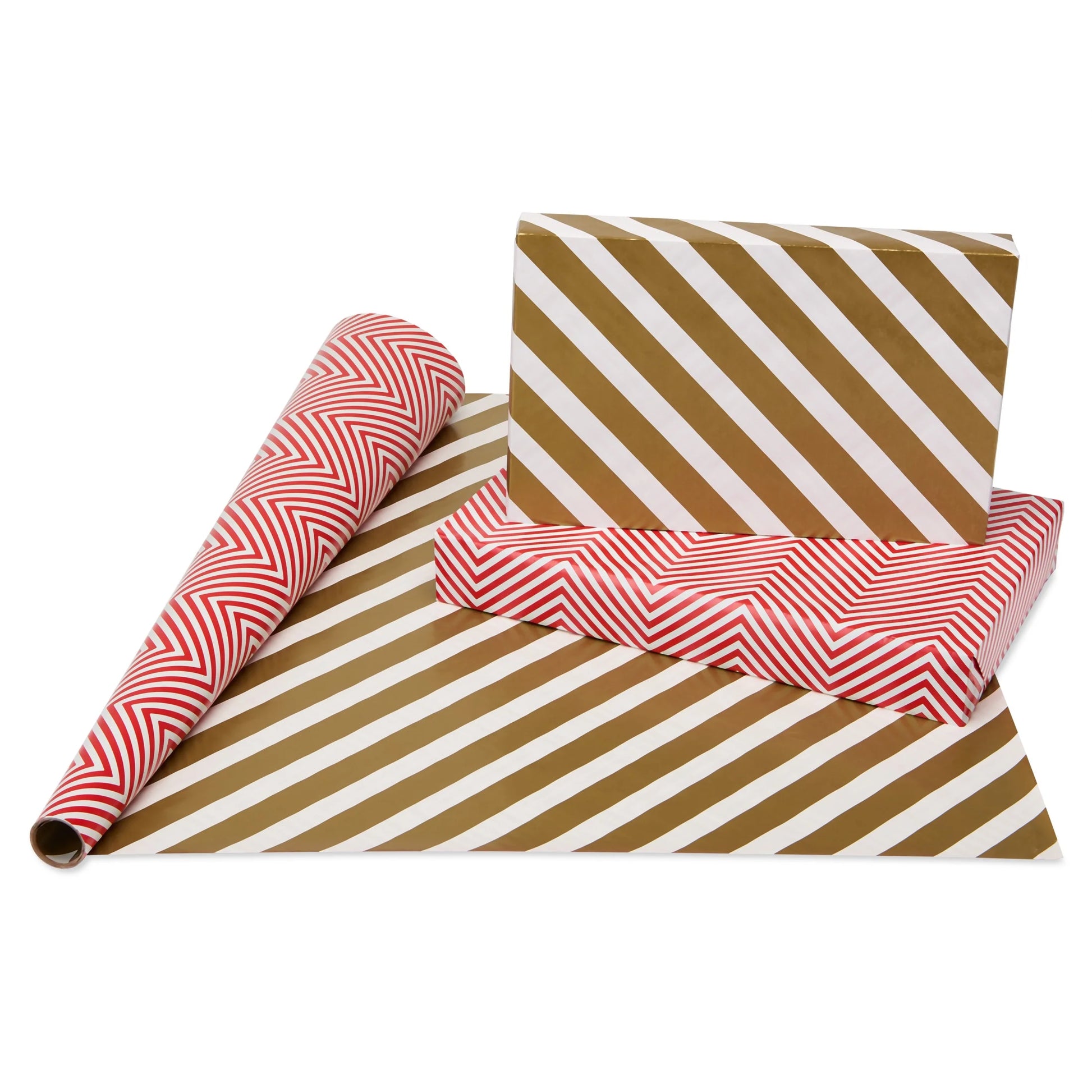 Reversible All-Occasion Wrapping Paper, Red and Gold Patterns (4 Rolls, 120 Sq. Ft)