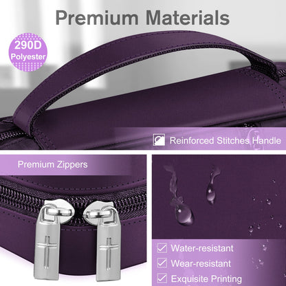 Bible Cover, Carrying Book Case Church Bag Bible Protective with Handle and Zippered Pocket, Perfect Gift for Men Women Father, Purple