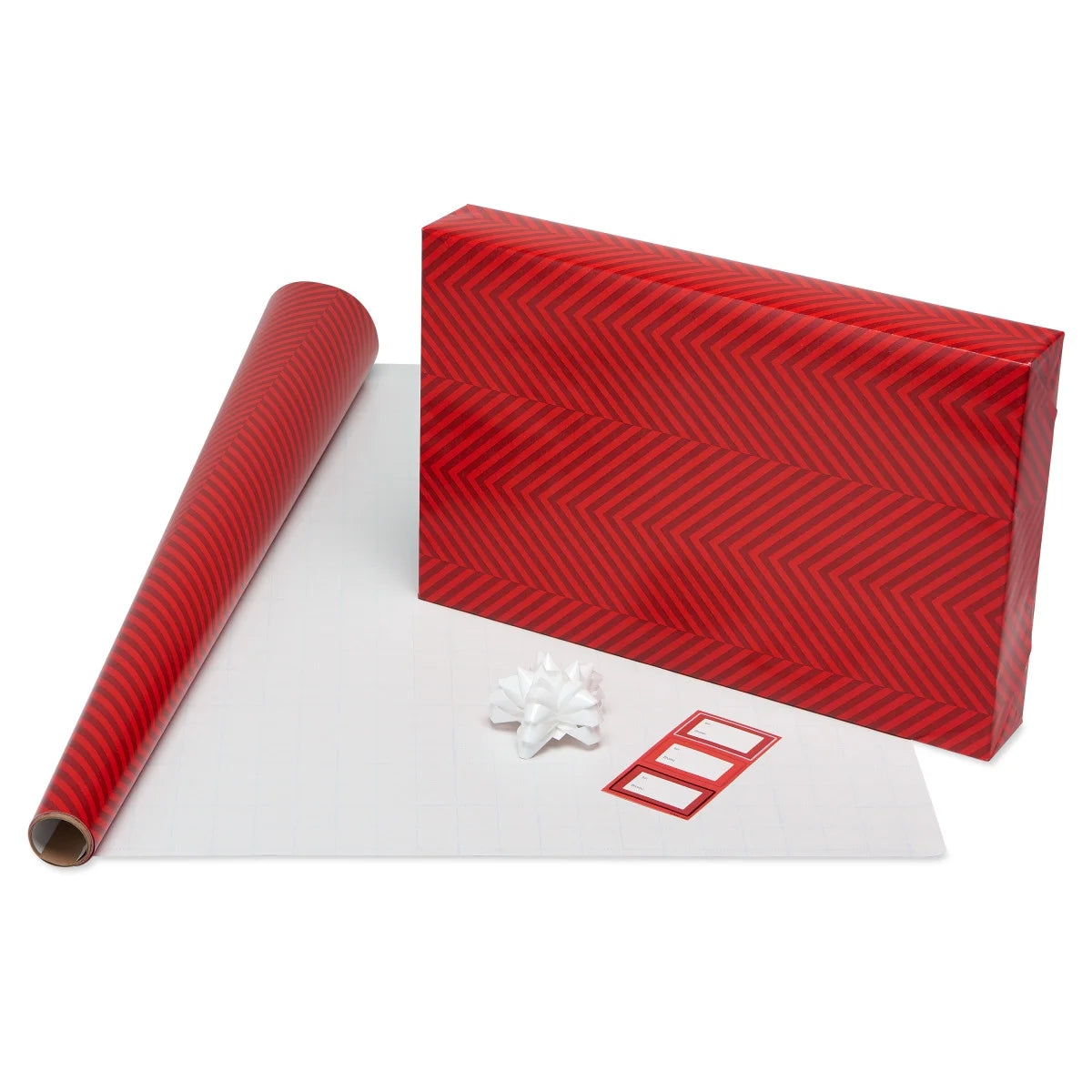 Wrapping Paper Kit with Gridlines, Bows and Gift Tags (4 Rolls, 41-Pieces, 120 Sq. Ft.)