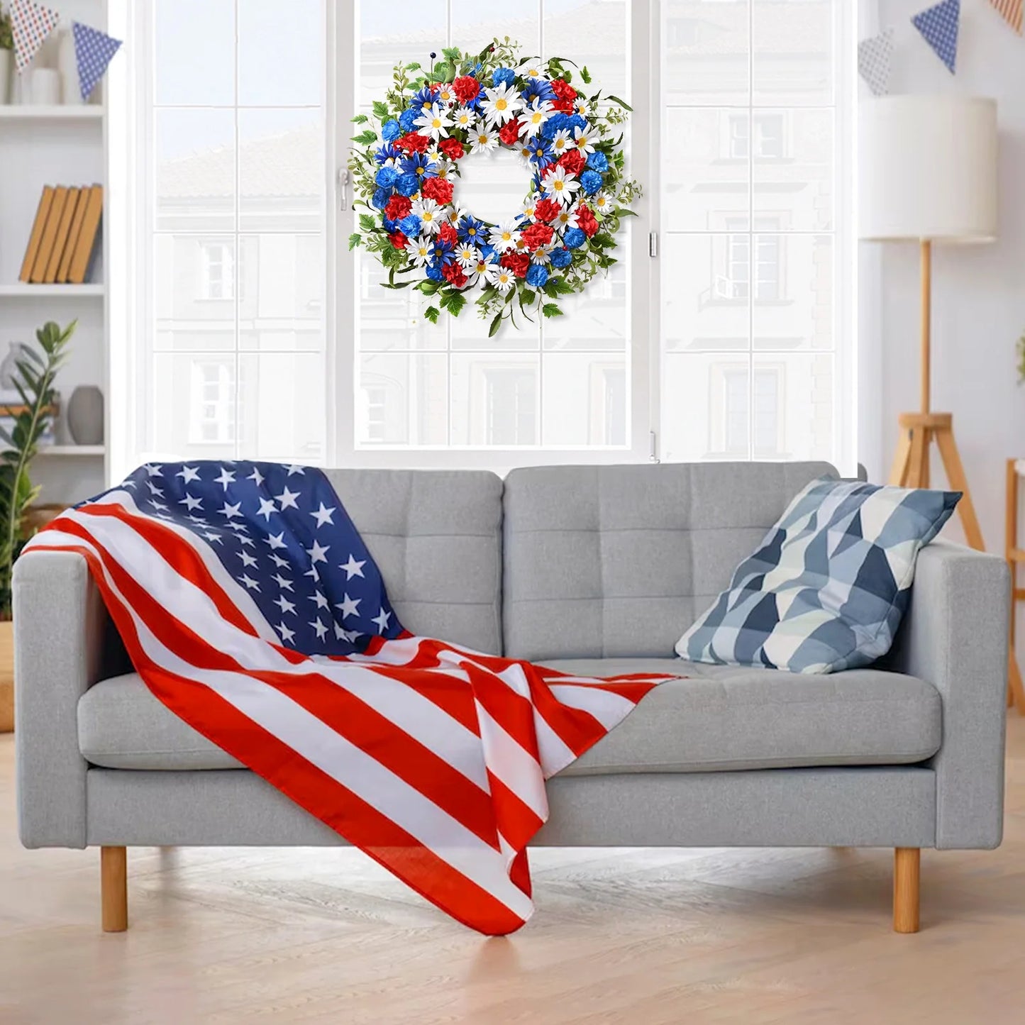 22Inch Christmas Wreath for Front Door,Artificial Floral Wreath for Home Decoration