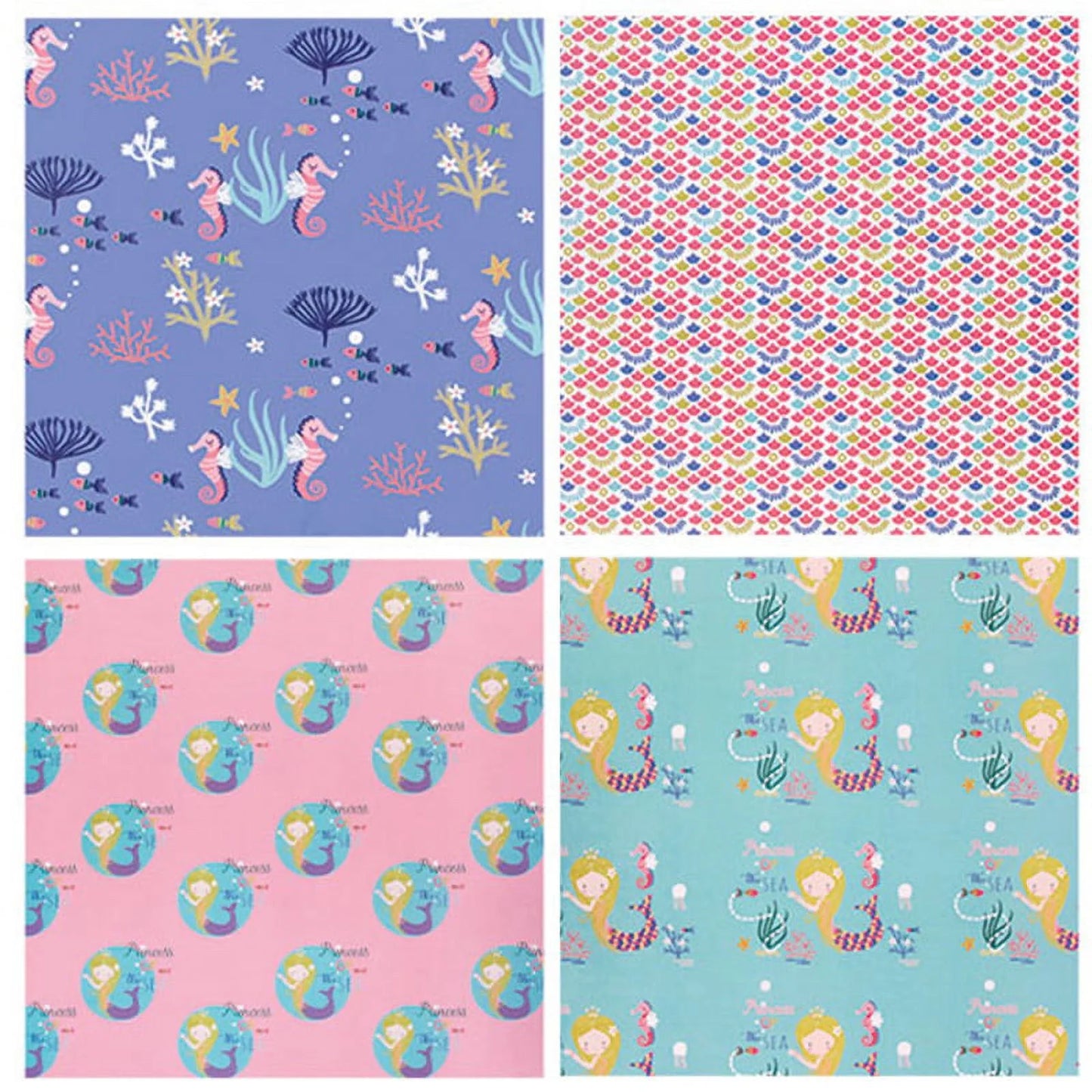 Mermaid Seahorse Seashell Gift Wrapping Paper, 12 Pack (20"X29")