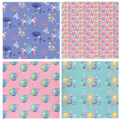 Mermaid Seahorse Seashell Gift Wrapping Paper, 12 Pack (20"X29")