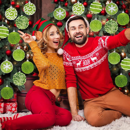 Syhood 12 Pcs 2.4 Inch Lime Green Christmas Ball Ornament Set Green Glitter F...