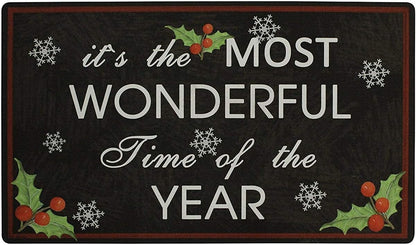 Durable Rubber Christmas Welcome Doormat Decorative Rug Entryway Kitchen Floor Patio Garage Door Mat 29" X 17" (It'S the Most Wonderful Time of the Year)
