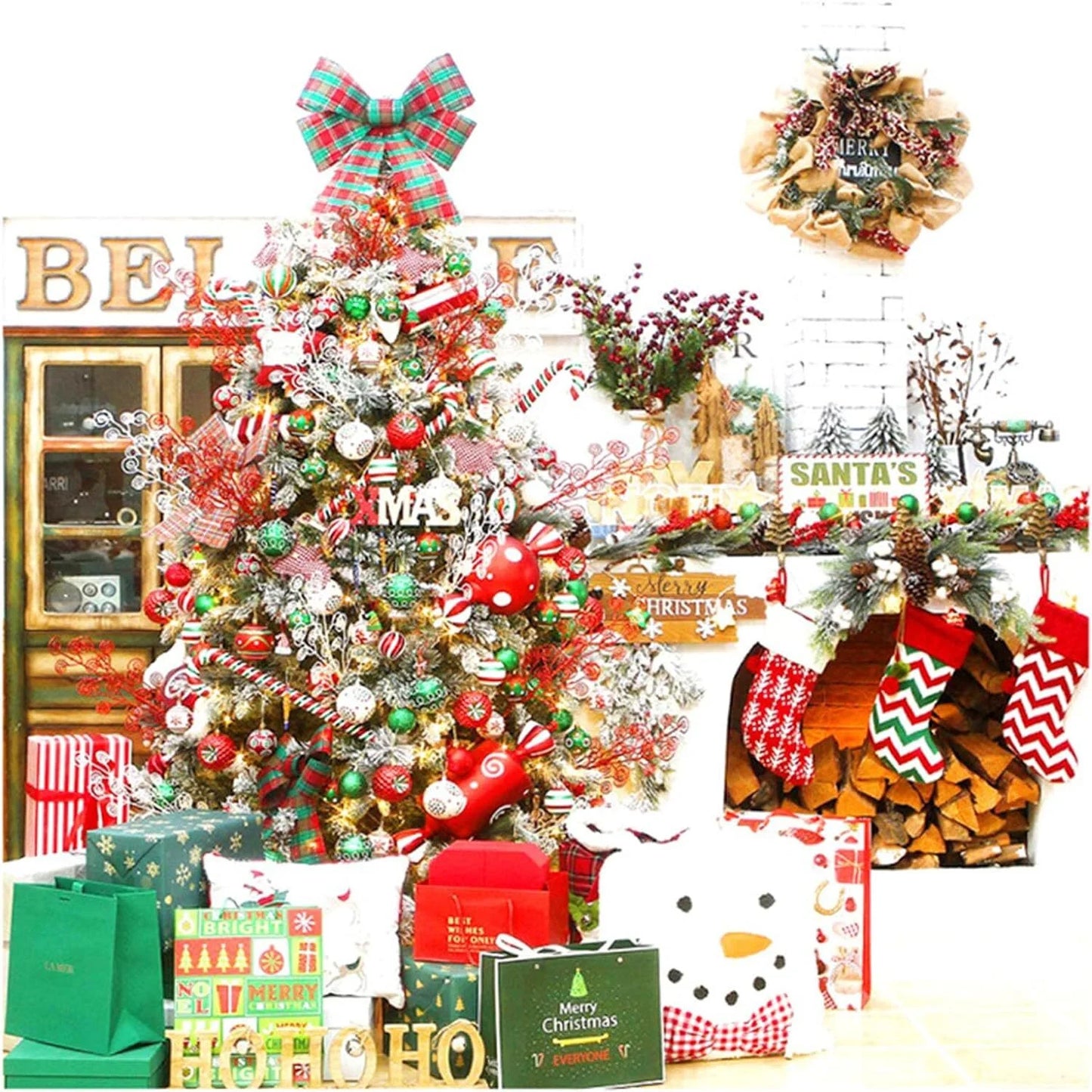 30Pcschristmas Ball Ornaments, 2.35 Inch Christmas Balls, Shatterproof Christmas Balls to Decorate the Christmas Tree, Painting and Glittering Christmas Hanging Balls for Party Events