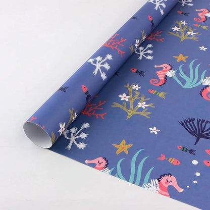 Mermaid Seahorse Seashell Gift Wrapping Paper, 12 Pack (20"X29")