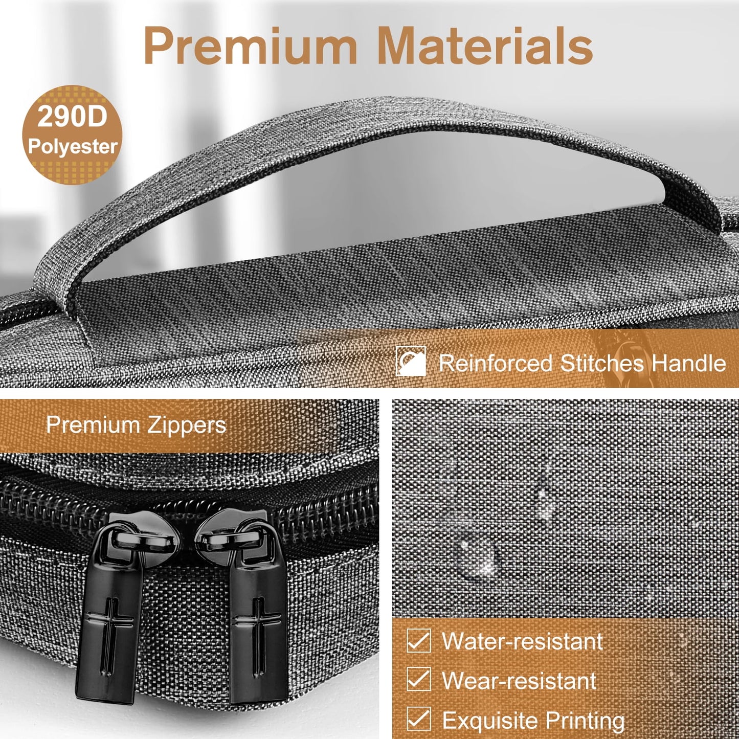 Bible Cover, Carrying Book Case Church Bag Bible Protective with Handle and Zippered Pocket, Perfect Gift for Men Women Father, Gray