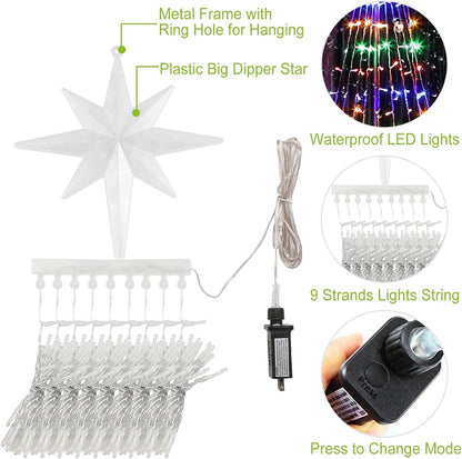 Christmas Lights, Christmas Decorations, 320 LED Outdoor Christmas Lights [8 Modes & Waterproof], with 11" Lighted Tree Topper for Halloween Xmas New Year Holiday Birthday (Warm White)