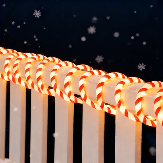 40FT 360 LED Candy Cane Rope Lights Christmas Outdoor Decoration Light,Red and White Christmas Lights Led Lights Light up Candy Canes for Christmas Yard Holiday Decor