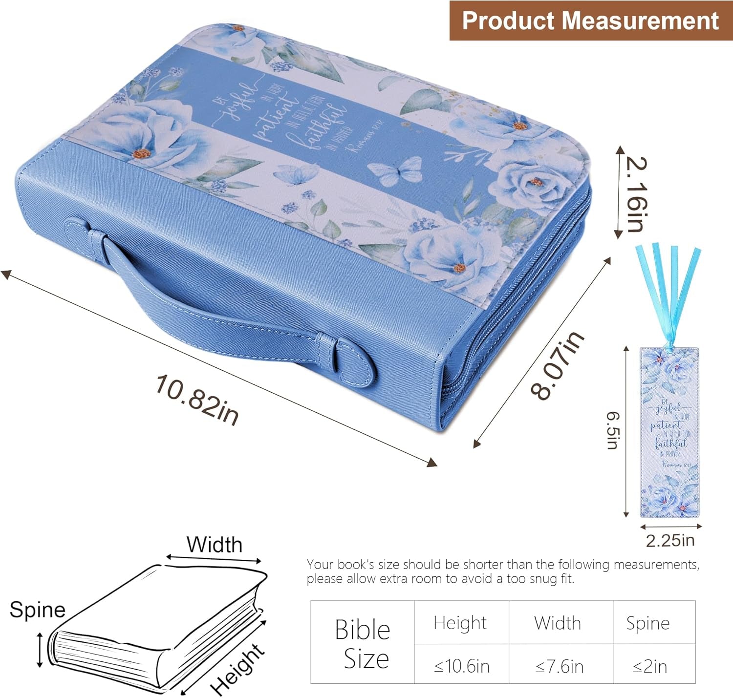 Bible Cover Case for Women PU Leather Woman Book Carrying Bag Bible Study Sipples Accessories with PU Bookmark Journaling Kit Christian Gifts