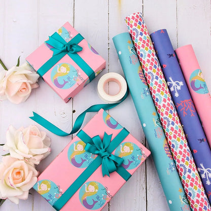 Mermaid Seahorse Seashell Gift Wrapping Paper, 12 Pack (20"X29")