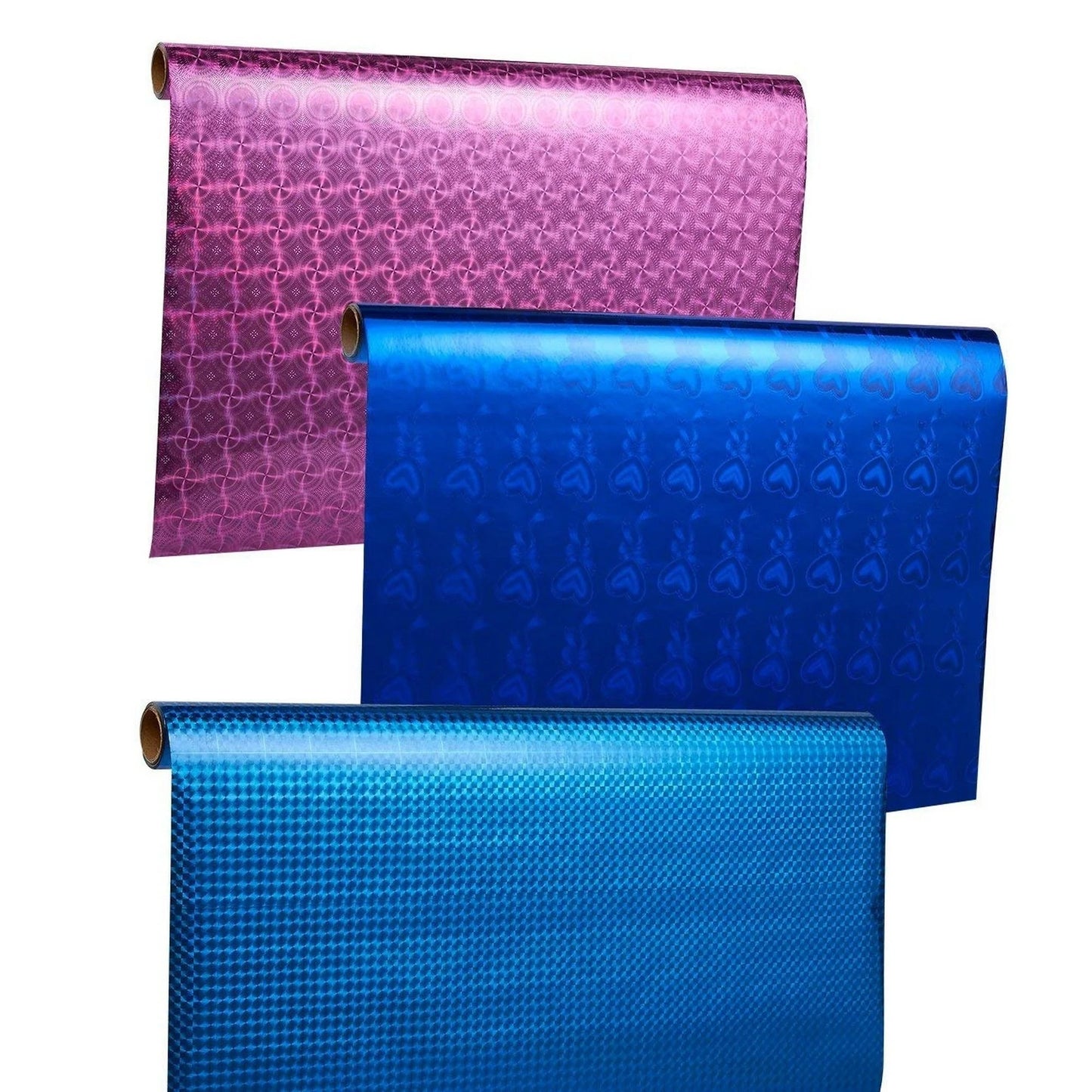 Holographic Wrapping Paper - Iridescent, Metallic Gift Wrap for Birthday, Christmas (3 Rolls, 3 Designs, 208 X 17.3 in per Roll, 73.5 Sq Ft Total)