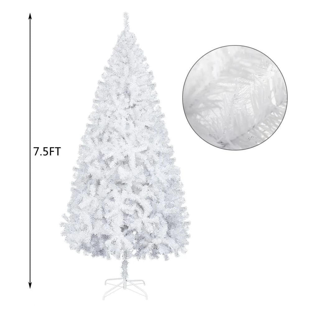 7.5Ft White Christmas Tree Artificial Christmas Tree Seasonal Holiday Decoration W/ 1,500 Branch Tips, Stand