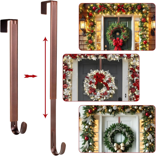 Wreath Door Hanger,Easter Decorations Wreath Hangers for Front Door, Adjustable over the Door Hooks for Hanging Welcome Sign Length from 15 to 25 Inches,Metal Front Door Porch Apartment Decor