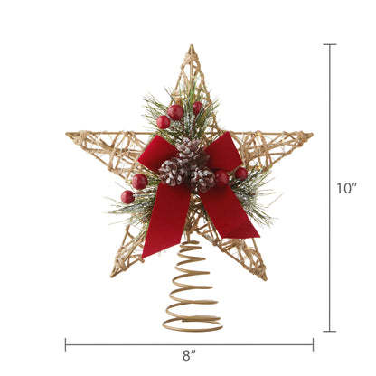 LED Star Christmas Tree Topper, Brown, 10", by