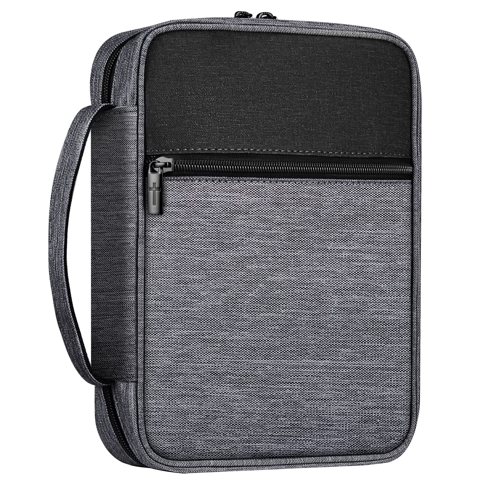 Bible Cover, Carrying Book Case Church Bag Bible Protective with Handle and Zippered Pocket, Perfect Gift for Men Women Father, Gray