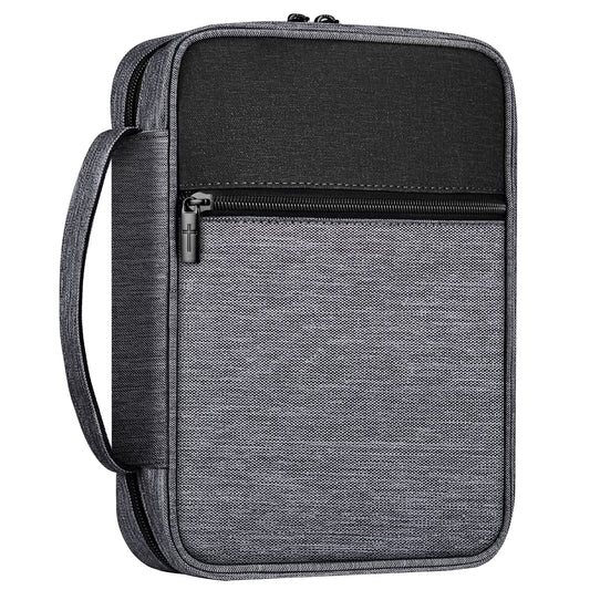 Bible Cover, Carrying Book Case Church Bag Bible Protective with Handle and Zippered Pocket, Perfect Gift for Men Women Father, Gray