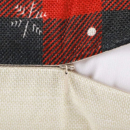 Christmas Pillow Covers,  18 X 18 Inch Set of 4 Farmhouse Black and Red Buffalo Plaid Pillow Covers Holiday Rustic Linen Pillow Case for Sofa Couch Christmas Decorations Throw Pillow Covers