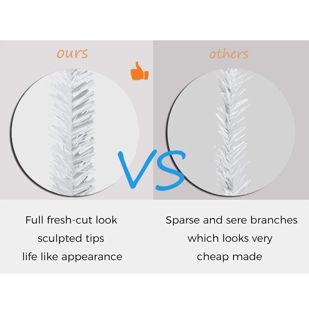 7.5Ft White Christmas Tree Artificial Christmas Tree Seasonal Holiday Decoration W/ 1,500 Branch Tips, Stand