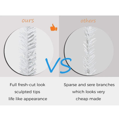 7.5Ft White Christmas Tree Artificial Christmas Tree Seasonal Holiday Decoration W/ 1,500 Branch Tips, Stand