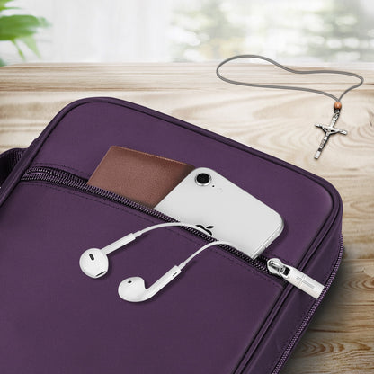 Bible Cover, Carrying Book Case Church Bag Bible Protective with Handle and Zippered Pocket, Perfect Gift for Men Women Father, Purple