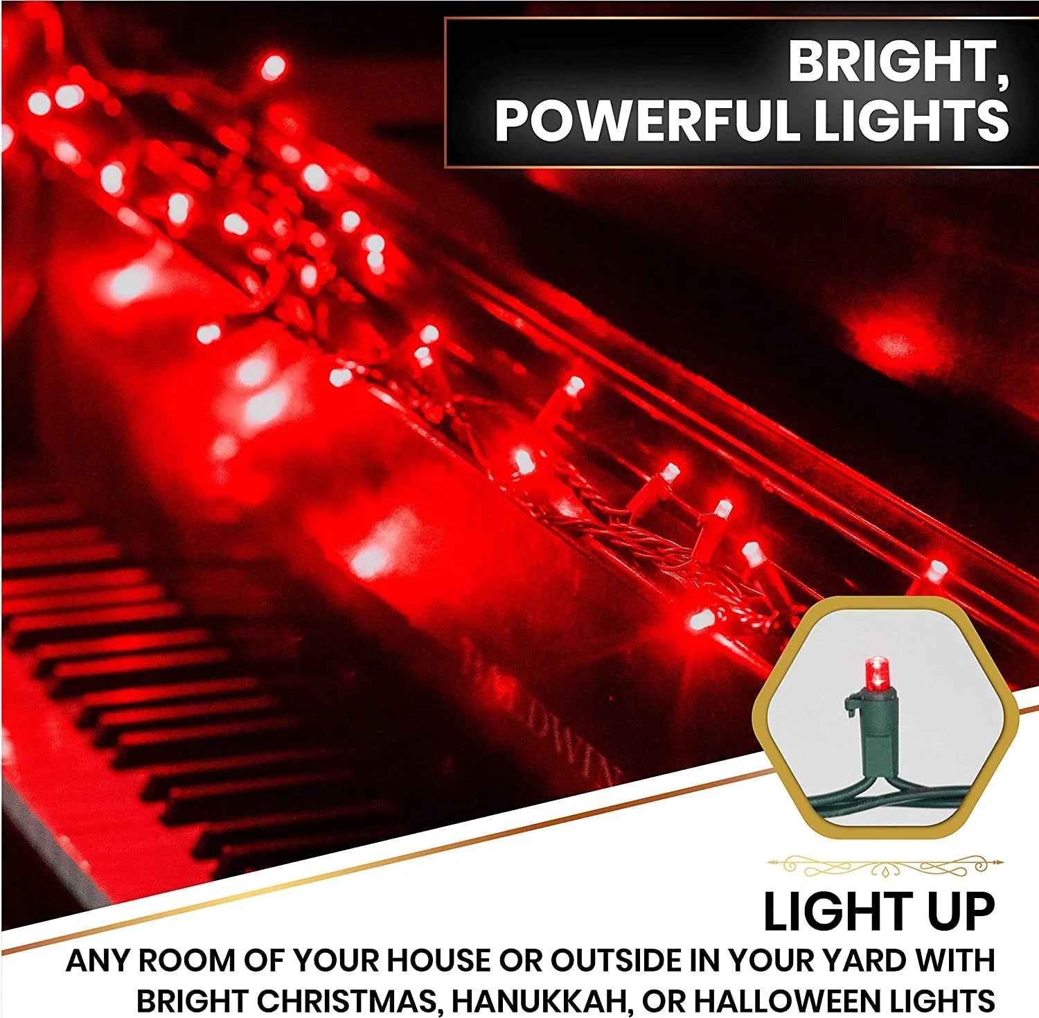 50 LED Mini Christmas String Lights 120V UL588 (50, Red)