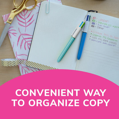 4-Color Retractable Ballpoint Pens, Medium Point 1.0 Mm, Assorted Ink, 3 Count