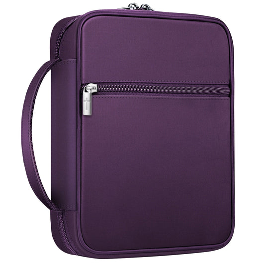 Bible Cover, Carrying Book Case Church Bag Bible Protective with Handle and Zippered Pocket, Perfect Gift for Men Women Father, Purple