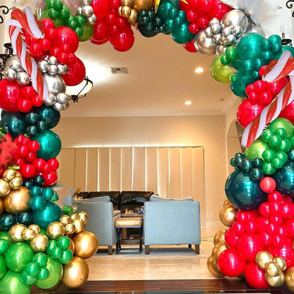 149Pcs Christmas Balloons Garland Kit with Gold Explosion Star Foil Balloons for Xmas Party or New Year Party Decorations