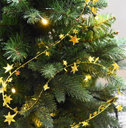25 FT Star Tinsel Garlands with Wire Star String Decor for Christmas Tree Party Decoration Festive Ornament, 2 Pack (Gold)
