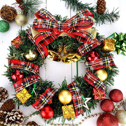 4 Rolls Christmas Plaid Ribbon 24 Yards Snowflake Ribbon Red and Green Plaid Burlap Xmas Decorative Wrapping for Holiday Crafts DIY Wreath Bow Xmas Tree Bow Gift Decor(1 Inch)