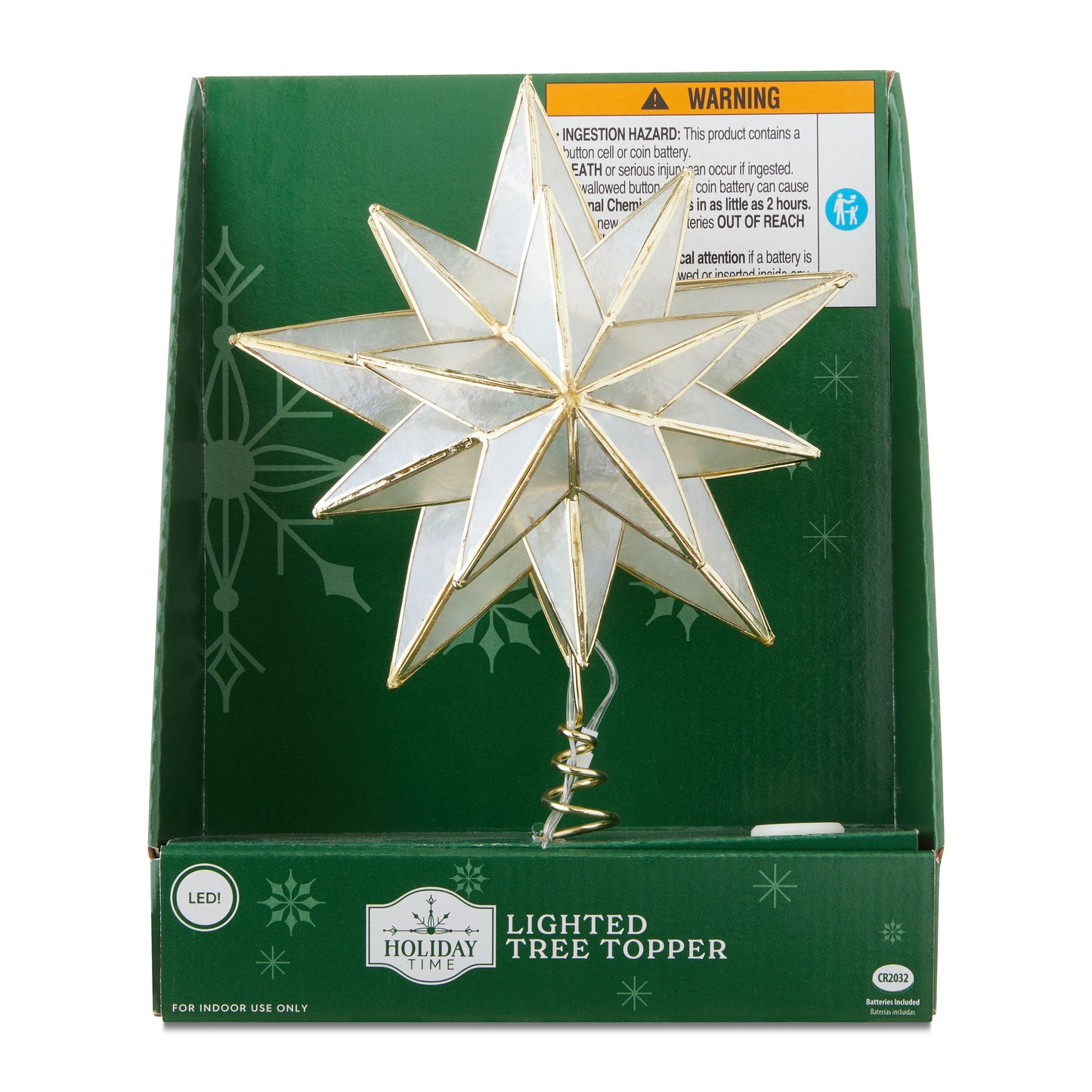 LED Capiz Star Christmas Tree Topper, Gold, [Size], by