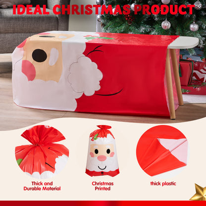 Jumbo Christmas Santa Gift Bag Plastic Xmas Gift Wrapping Bag 56”X36” for Gift Giving, Holiday Presents, Giant Gifts Decorations, Festive Surprises